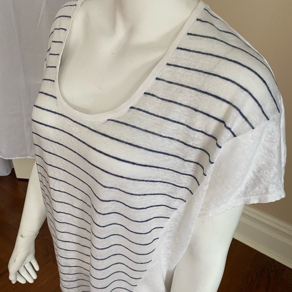 Vince White Striped Linen Cocoon Top - Picture 7 of 7